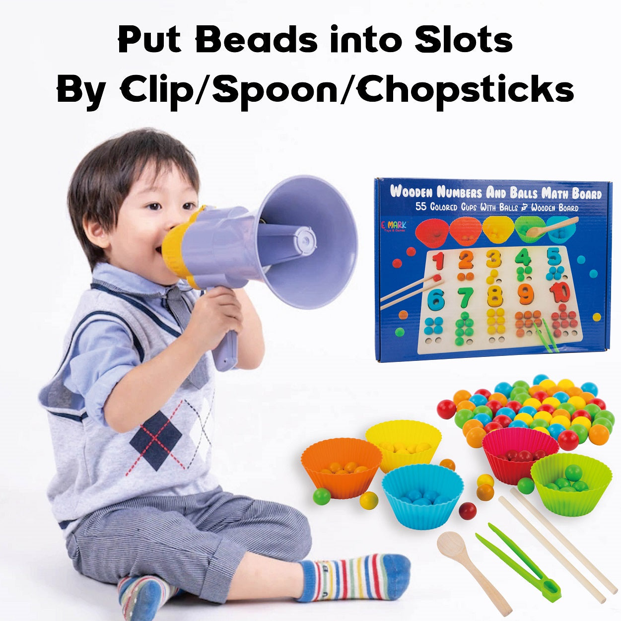 Montessori Wooden Numbers and Balls Math Board