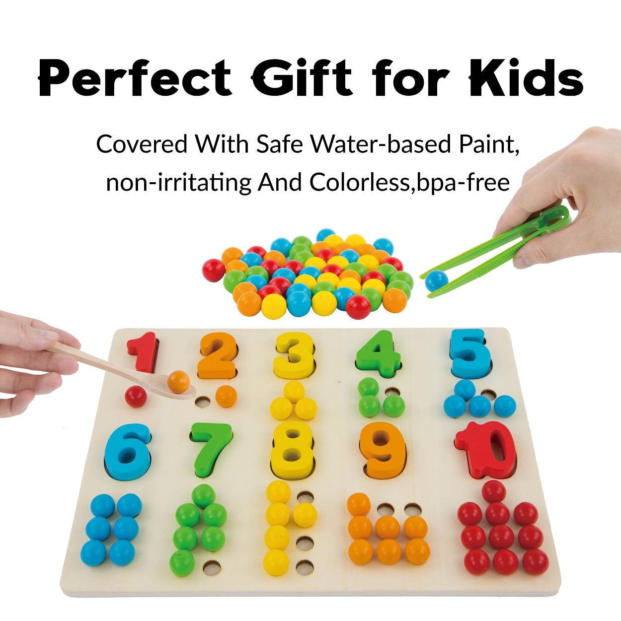 Montessori Wooden Numbers and Balls Math Board