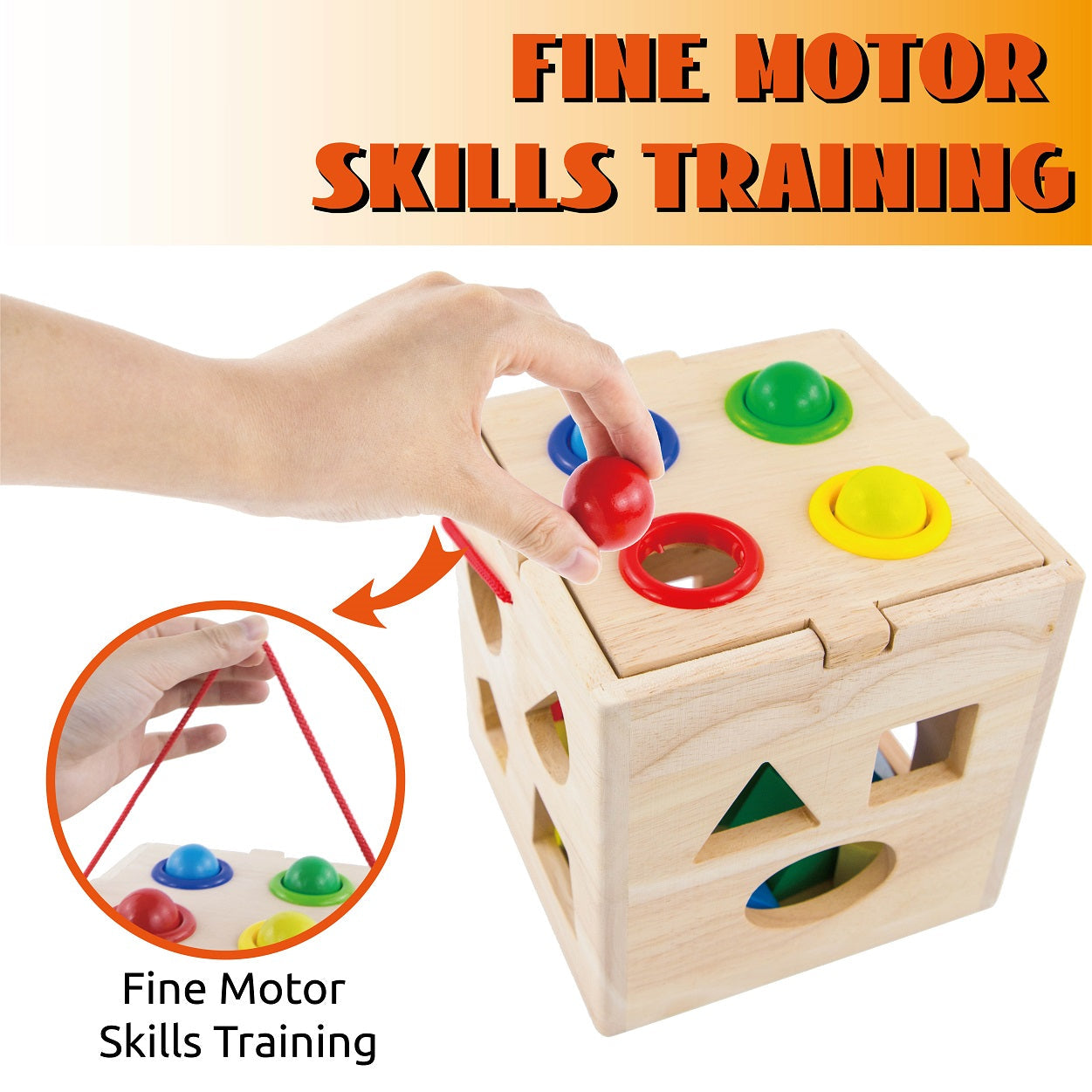 Montessori Wooden Activity Cube - Shapes and Blocks