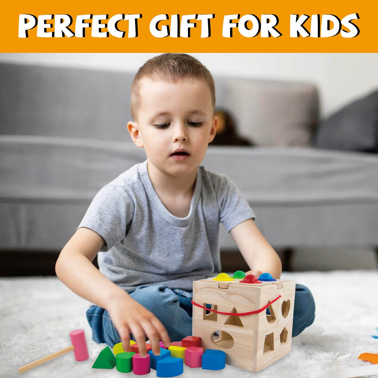 Montessori Wooden Activity Cube - Shapes and Blocks