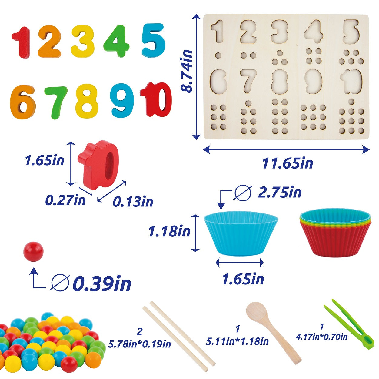 Montessori Wooden Numbers and Balls Math Board