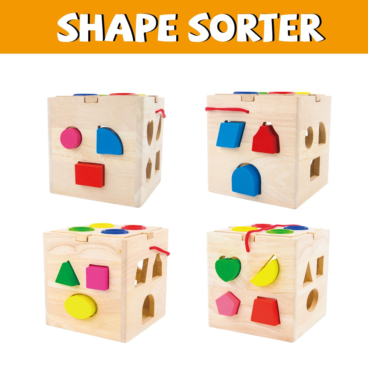 Montessori Wooden Activity Cube - Shapes and Blocks
