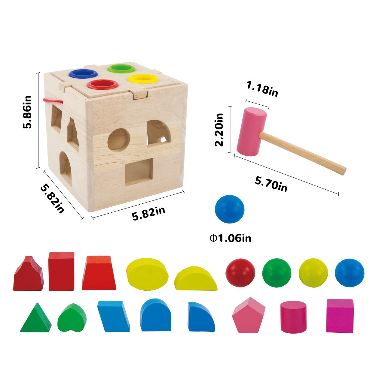 Montessori Wooden Activity Cube - Shapes and Blocks